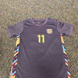 Foden Kids Dark Purple Athletic Soccer Jersey with Yellow Number 11. Size 26